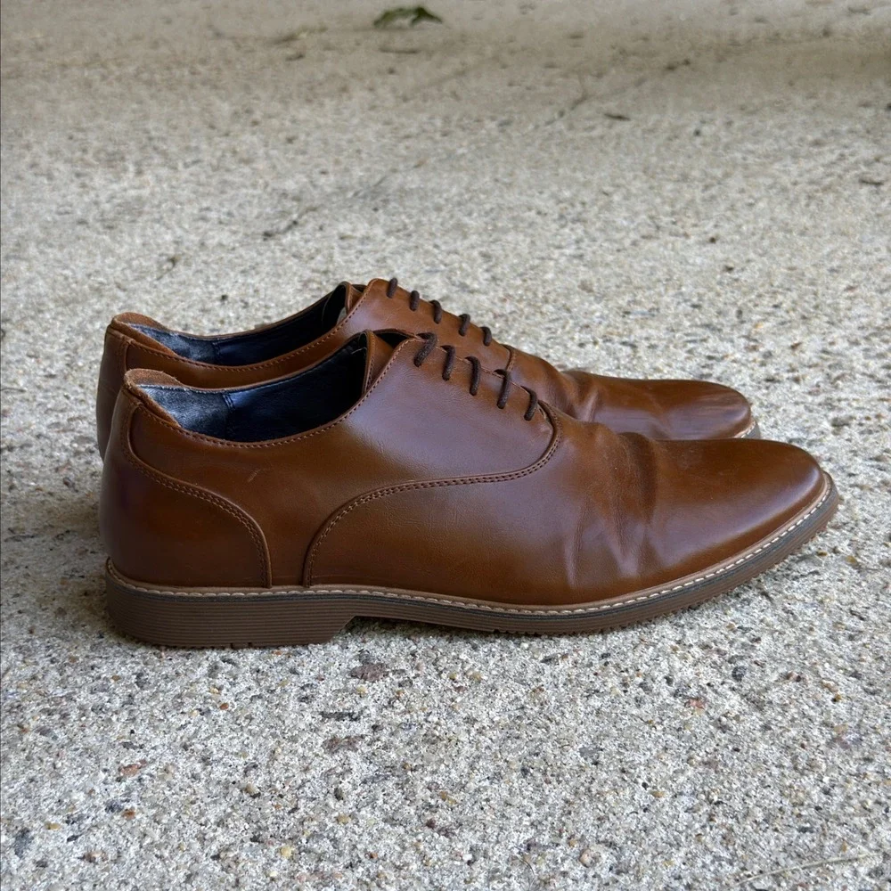 Steve Madden Men's Nunan Whiskey Brown Leather Casual Dress Shoes Size 11.5 M